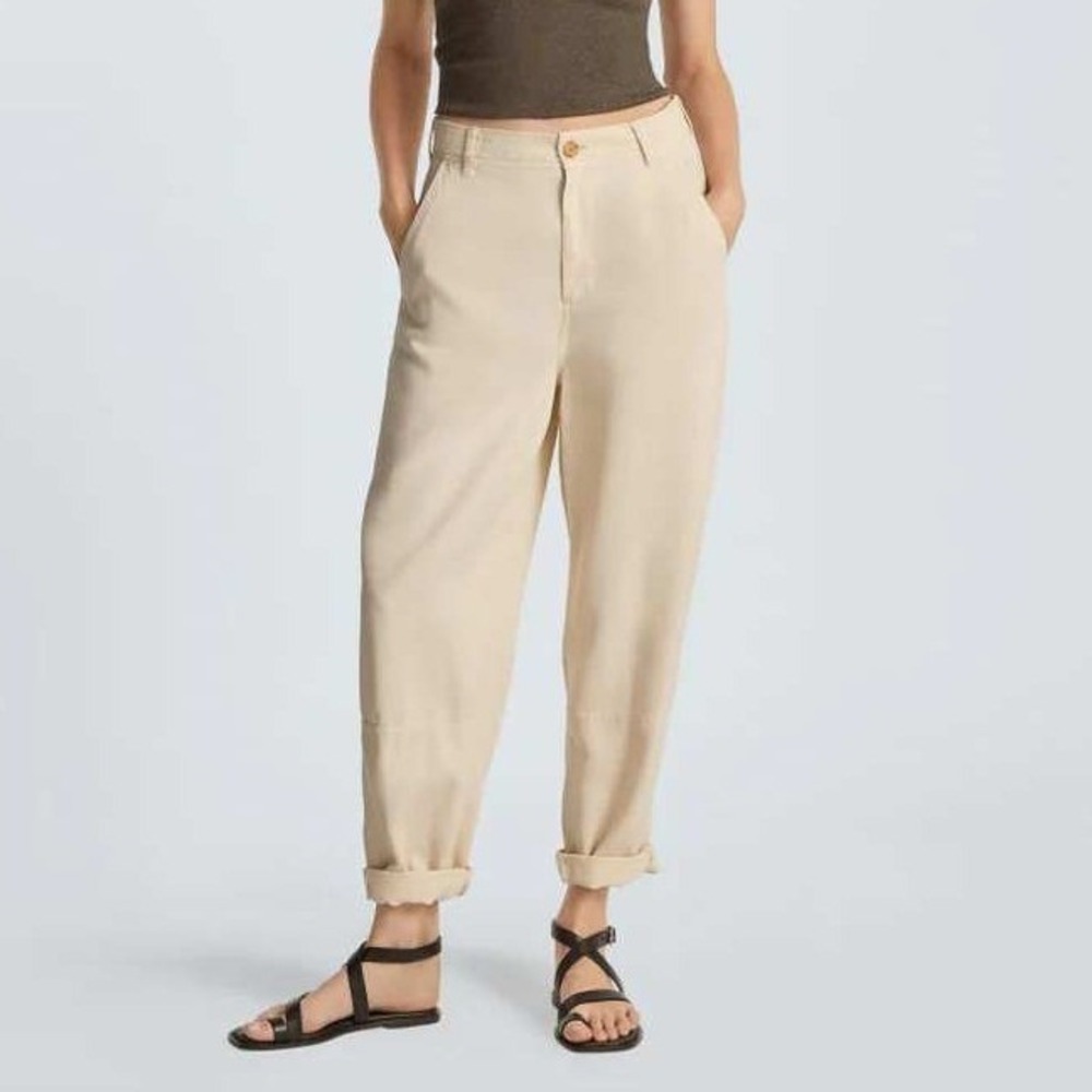 Everlane The Relaxed Chino Dark Khaki Tencel Lyocell Tapered Pants Size 4 NEW